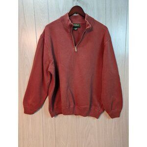Eddie Bauer Sweater Mens XXL Red Adult Quarter Zip Pullover Casual